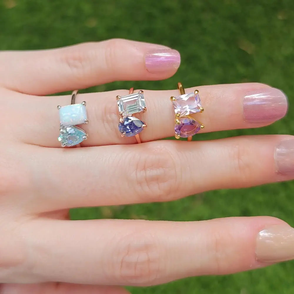 The Aurora - Custom Toi et Moi Ring Rings Handmade Handcrafted