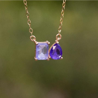 The Aurora - Tanzanite Toi et Moi Necklace Necklaces Handmade Handcrafted