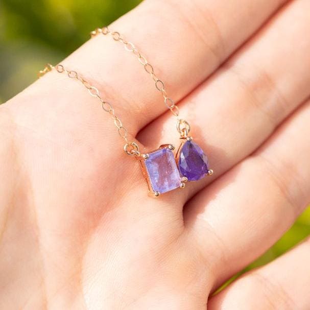 The Aurora - Tanzanite Toi et Moi Necklace Necklaces Handmade Handcrafted