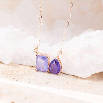 The Aurora - Tanzanite Toi et Moi Necklace Necklaces Handmade Handcrafted