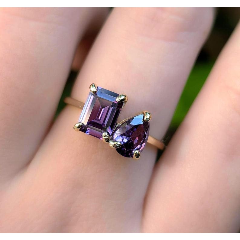 The Aurora - Toi et Moi Amethyst Ring Rings Handmade Handcrafted