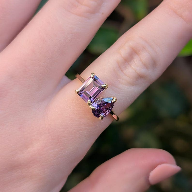 The Aurora - Toi et Moi Amethyst Ring Rings Handmade Handcrafted