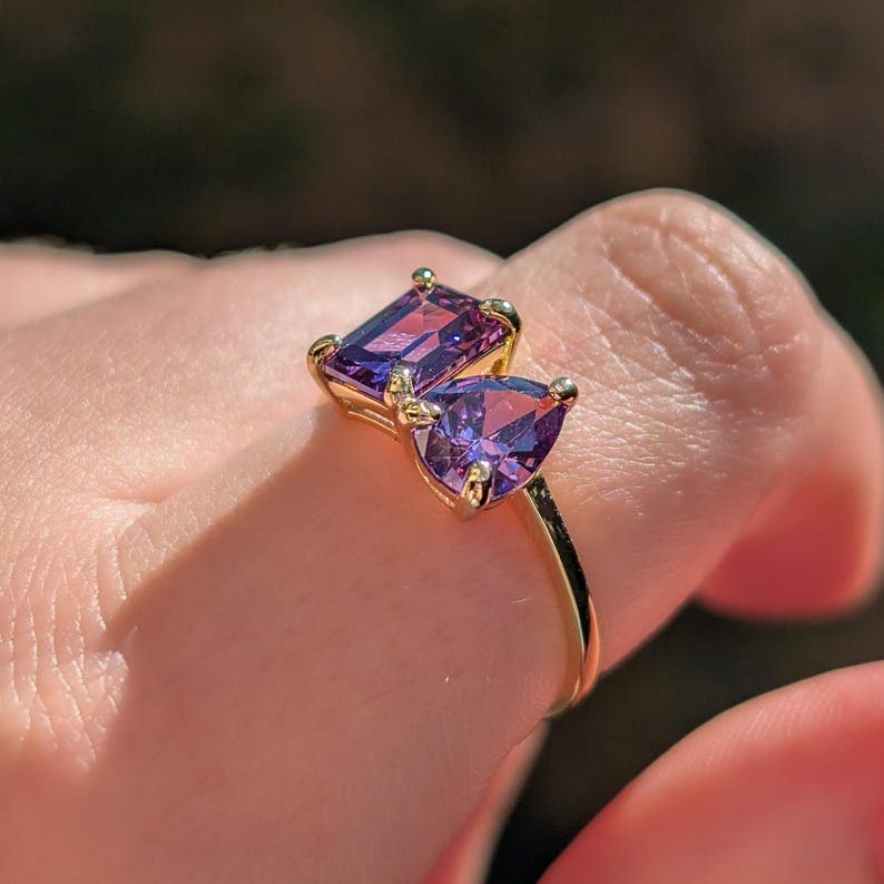 The Aurora - Toi et Moi Amethyst Ring Rings Handmade Handcrafted