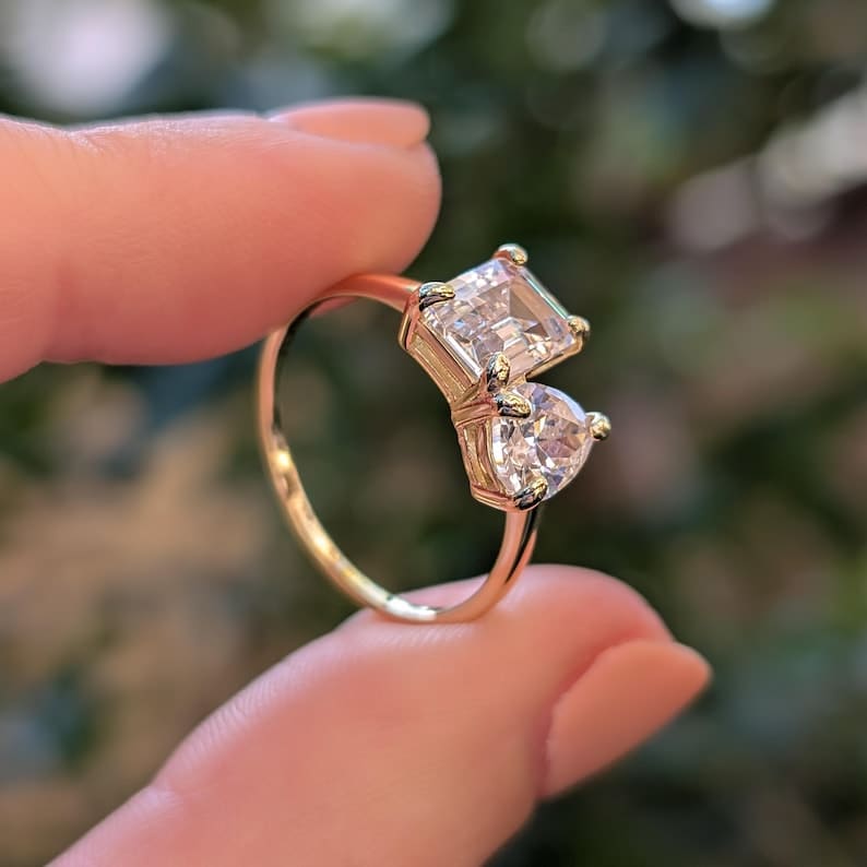 The Aurora - Toi et Moi Moissanite Ring Rings Handmade Handcrafted