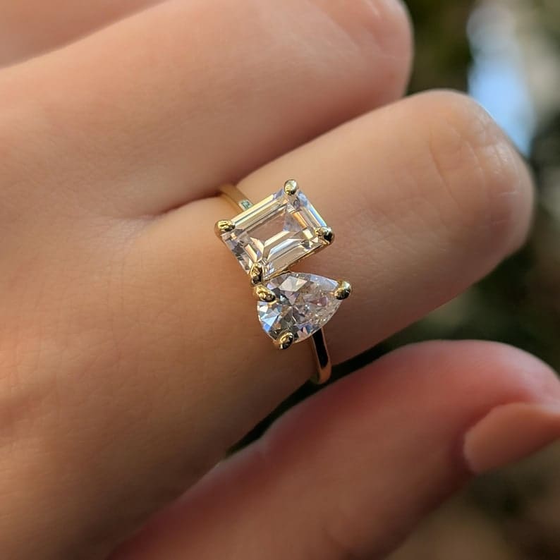 The Aurora - Toi et Moi Moissanite Ring Rings Handmade Handcrafted