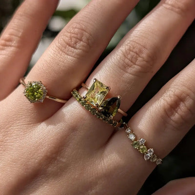 The Aurora - Toi et Moi Peridot Rings Handmade Handcrafted