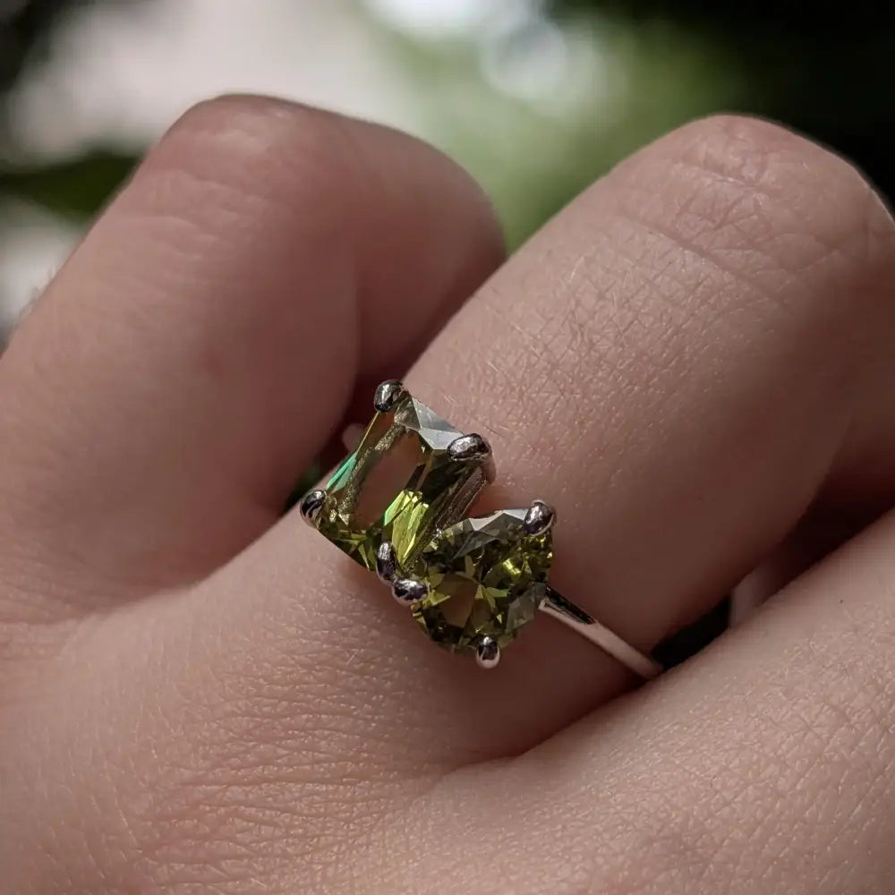 The Aurora - Toi et Moi Peridot Ring Rings Handmade Handcrafted