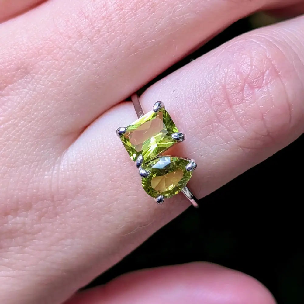 The Aurora - Toi et Moi Peridot Ring Rings Handmade Handcrafted
