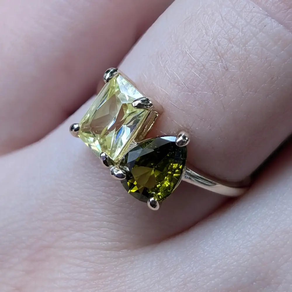 The Aurora - Toi et Moi Peridot Ring Rings Handmade Handcrafted