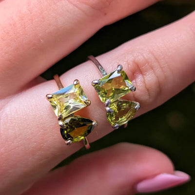 The Aurora - Toi et Moi Peridot Rings Handmade Handcrafted