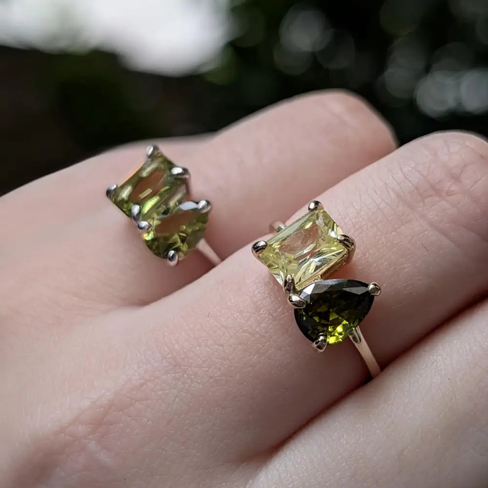 The Aurora - Toi et Moi Peridot Rings Handmade Handcrafted