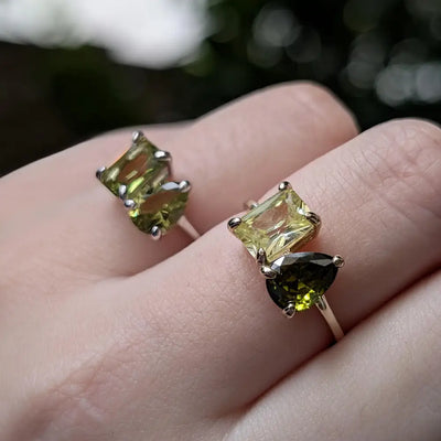 The Aurora - Toi et Moi Peridot Rings Handmade Handcrafted