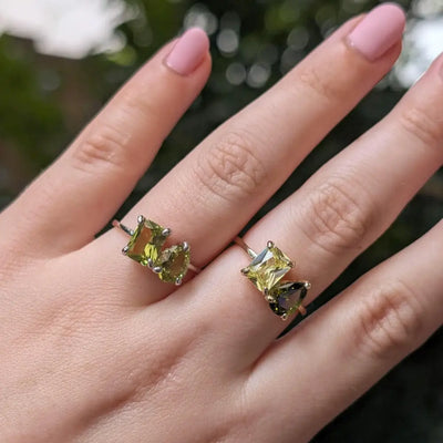 The Aurora - Toi et Moi Peridot Rings Handmade Handcrafted