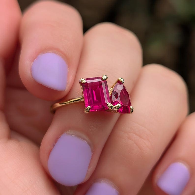 The Aurora - Toi et Moi Ruby Ring Rings Handmade Handcrafted
