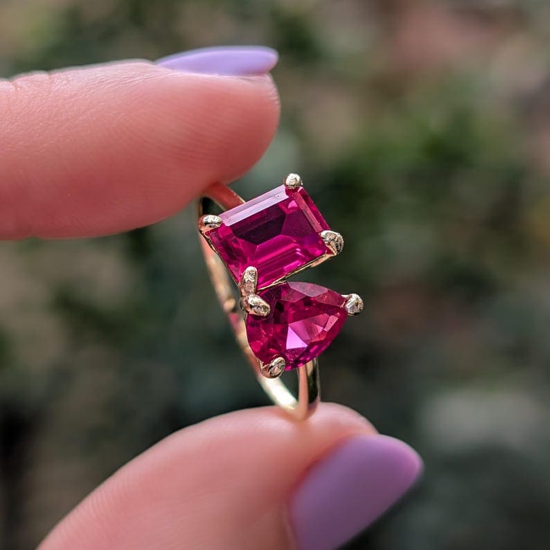 The Aurora - Toi et Moi Ruby Ring Rings Handmade Handcrafted