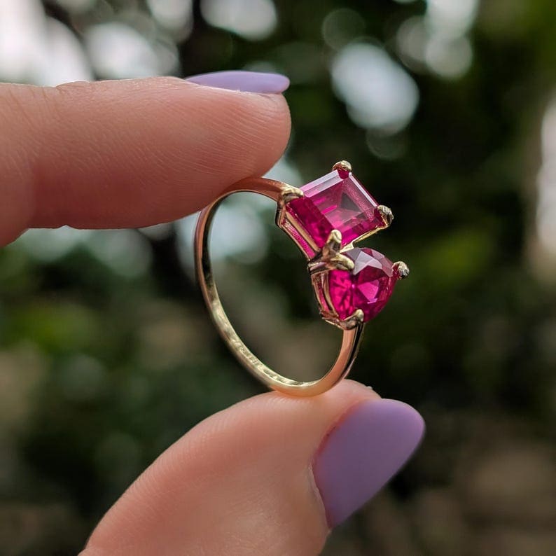 The Aurora - Toi et Moi Ruby Ring Rings Handmade Handcrafted