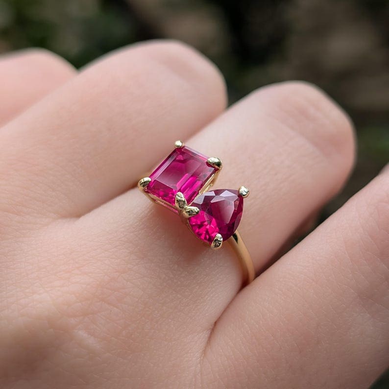 The Aurora - Toi et Moi Ruby Ring Rings Handmade Handcrafted