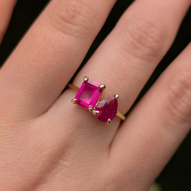 The Aurora - Toi et Moi Ruby Ring Rings Handmade Handcrafted