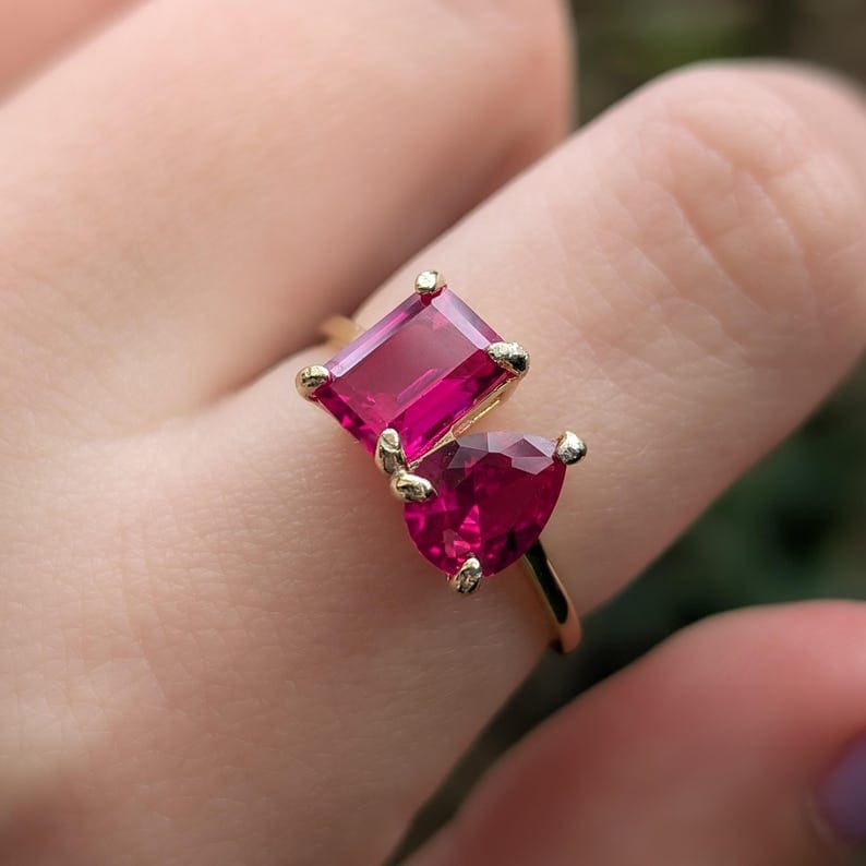 The Aurora - Toi et Moi Ruby Ring Rings Handmade Handcrafted