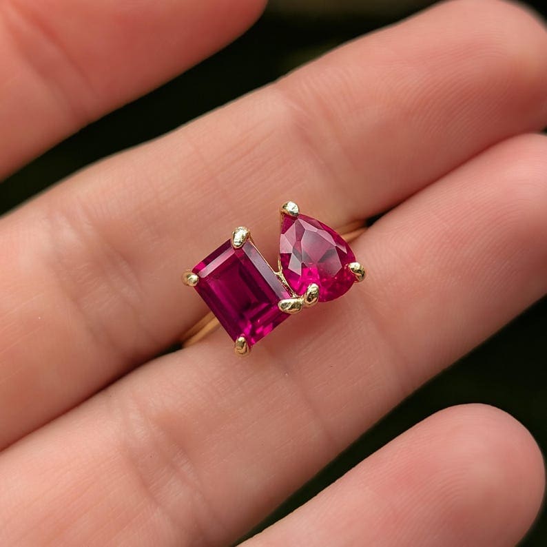 The Aurora - Toi et Moi Ruby Ring Rings Handmade Handcrafted