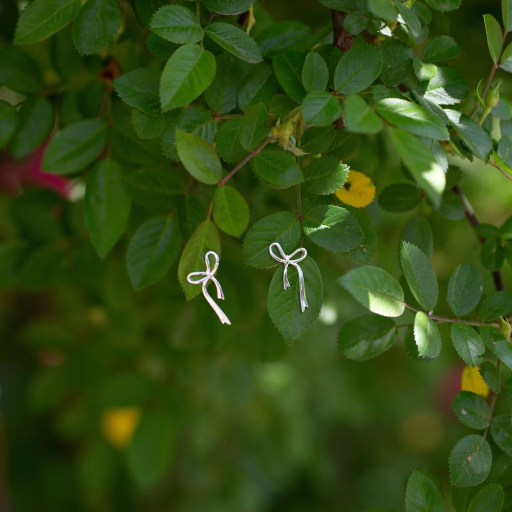 The Caroline - Long Ribbon Bow Earrings Handmade Handcrafted