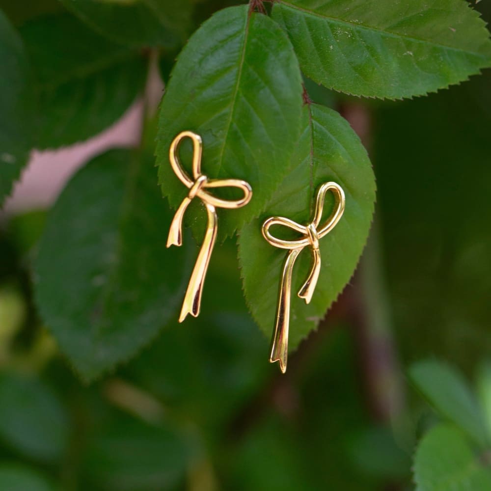 The Caroline - Long Ribbon Bow Earrings Handmade Handcrafted