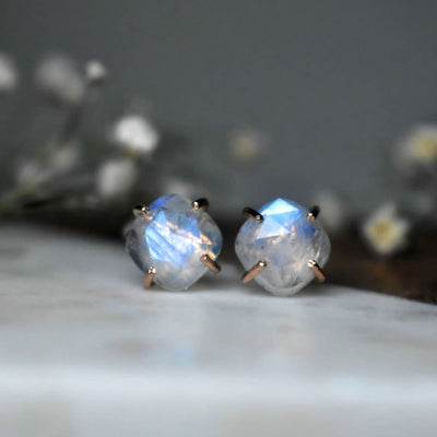 The Colette - Moonstone Stud Earrings Earrings Handmade Handcrafted