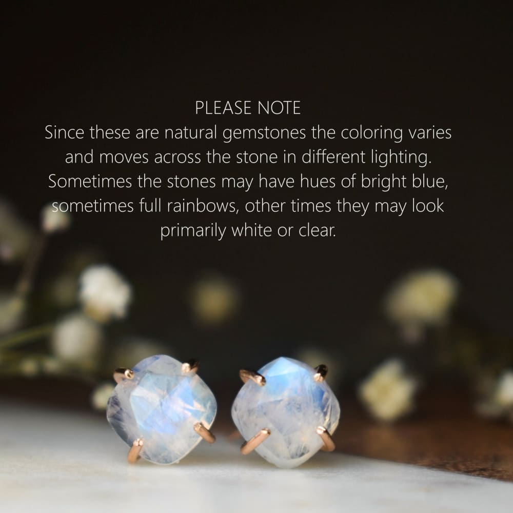 The Colette - Moonstone Stud Earrings Earrings Handmade Handcrafted
