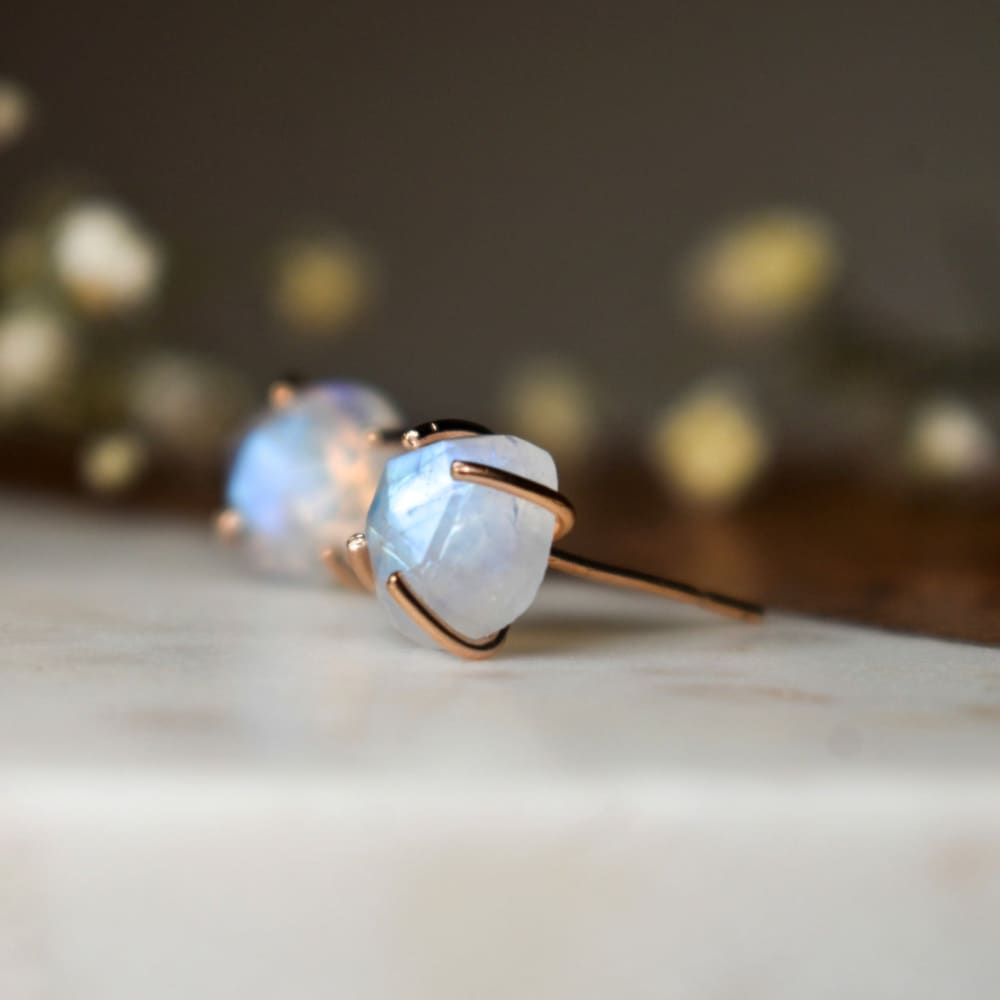 The Colette - Moonstone Stud Earrings Earrings Handmade Handcrafted