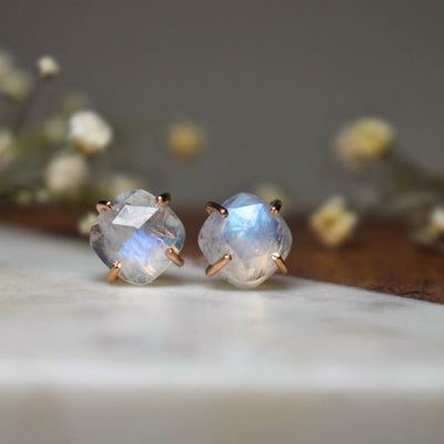 The Colette - Moonstone Stud Earrings Earrings Handmade Handcrafted