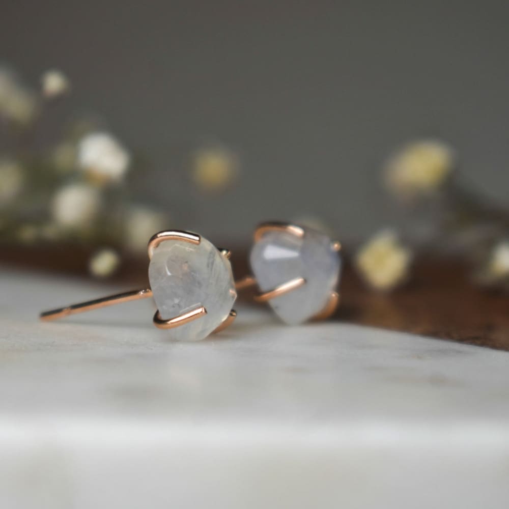 The Colette - Moonstone Stud Earrings Earrings Handmade Handcrafted
