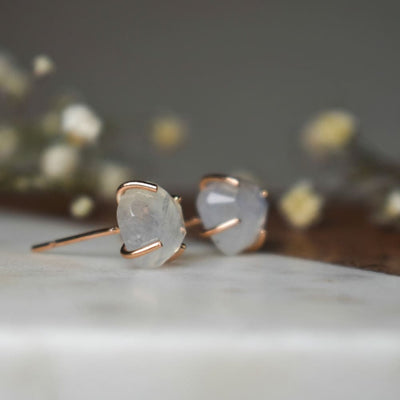 The Colette - Moonstone Stud Earrings Earrings Handmade Handcrafted