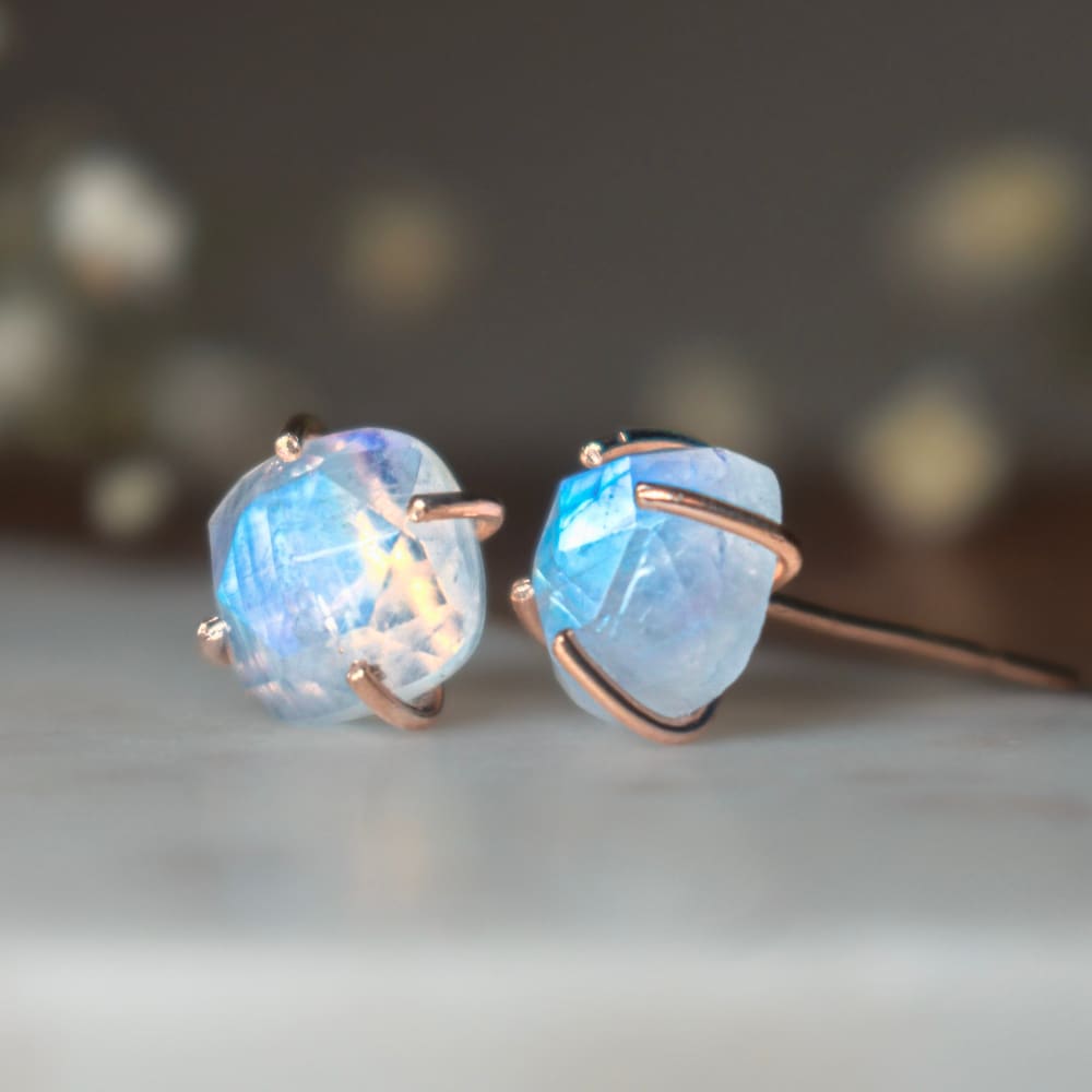 The Colette - Moonstone Stud Earrings Earrings Handmade Handcrafted