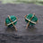 The Colette - Natural Emerald Studs Earrings Handmade Handcrafted