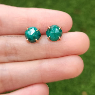 The Colette - Natural Emerald Studs Earrings Handmade JSL Made in USA