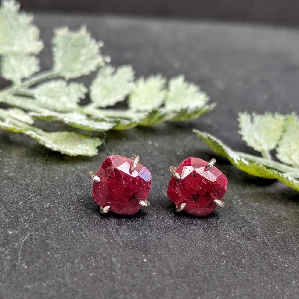 The Colette - Natural Ruby Stud Earrings Earrings Handmade JSL Made in USA