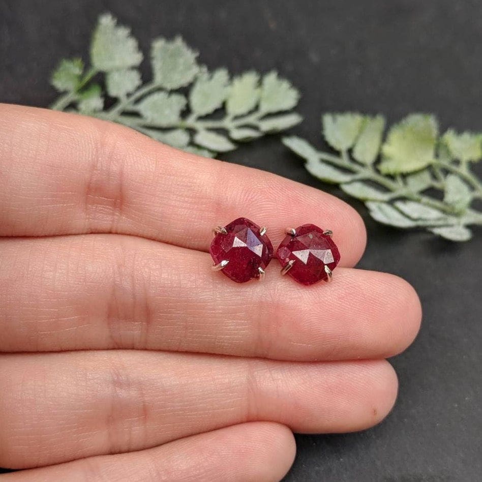 The Colette - Natural Ruby Stud Earrings Earrings Handmade JSL Made in USA