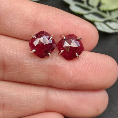 The Colette - Natural Ruby Stud Earrings Earrings Handmade JSL Made in USA