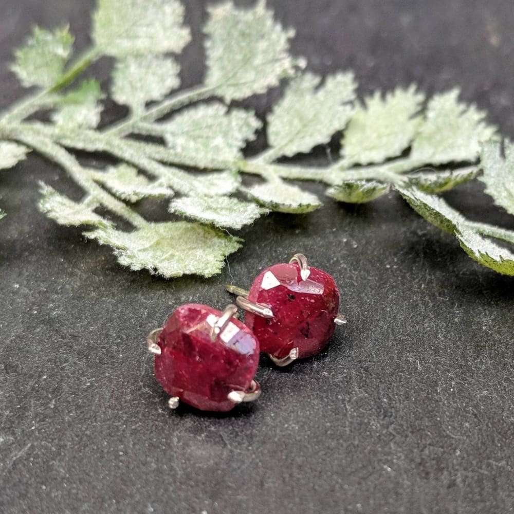 The Colette - Natural Ruby Stud Earrings Earrings Handmade JSL Made in USA