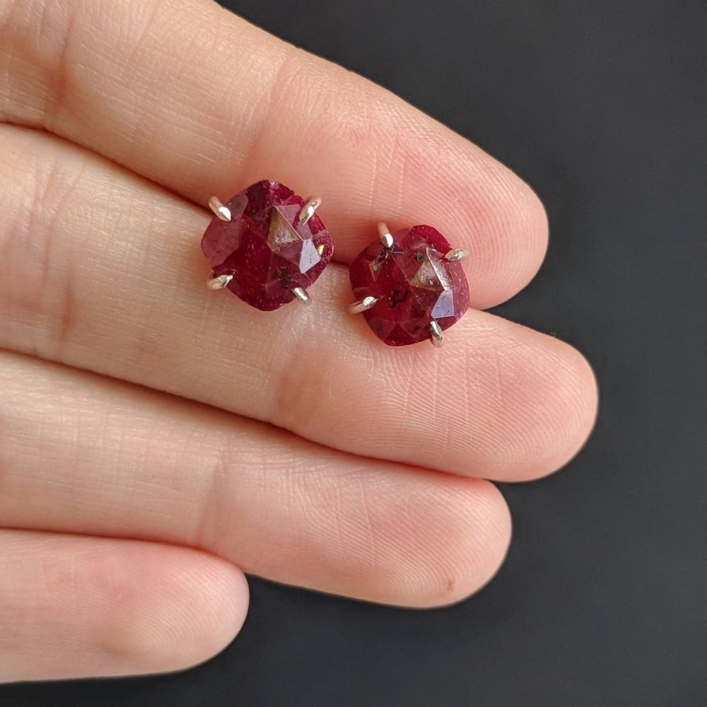 The Colette - Natural Ruby Stud Earrings Earrings Handmade Handcrafted