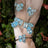 The Elia - Aquamarine Small Cluster Studs Earrings Handmade Handcrafted