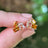 The Elia - Citrine Small Cluster Studs Earrings Handmade Handcrafted