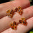 The Elia - Citrine Small Cluster Studs Earrings Handmade Handcrafted