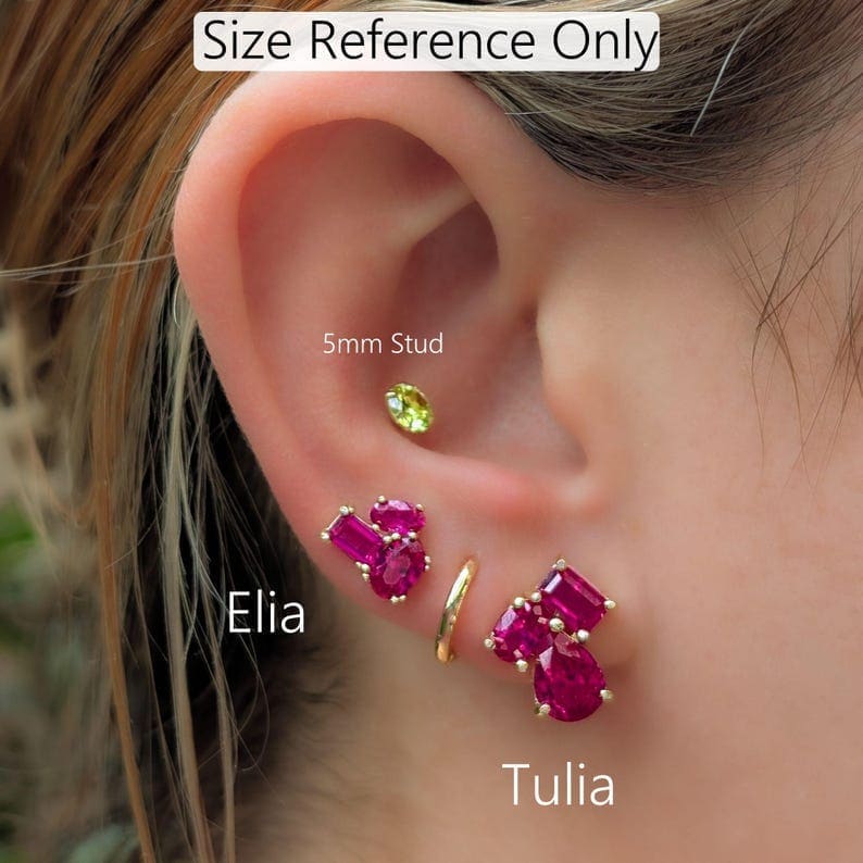 The Elia - Onyx Small Cluster Studs Earrings Handmade Handcrafted