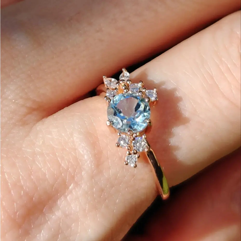 The Heirloom - Natural Aquamarine Cluster Ring Rings Handmade Handcrafted