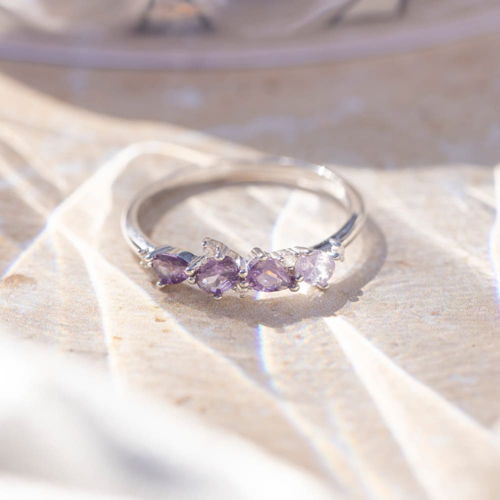 The Legacy - Amethyst Cluster Ombre Band Rings Handmade Handcrafted