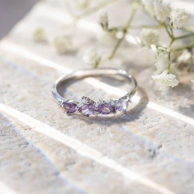 The Legacy - Amethyst Cluster Ombre Band Rings Handmade Handcrafted