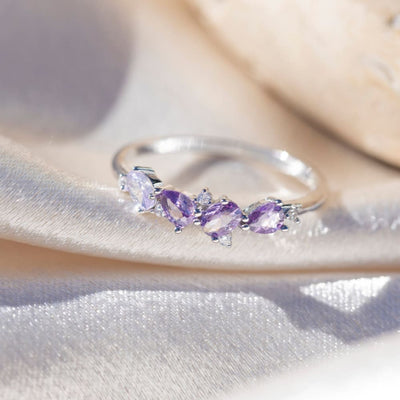 The Legacy - Amethyst Cluster Ombre Band Rings Handmade Handcrafted