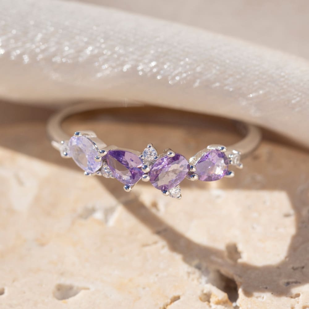 The Legacy - Amethyst Cluster Ombre Band Rings Handmade Handcrafted