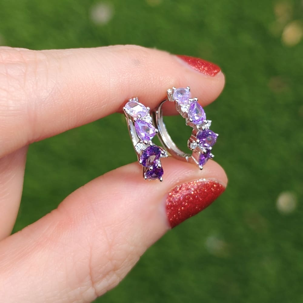 The Legacy Earrings - Amethyst Hoops Earrings Handmade Handcrafted